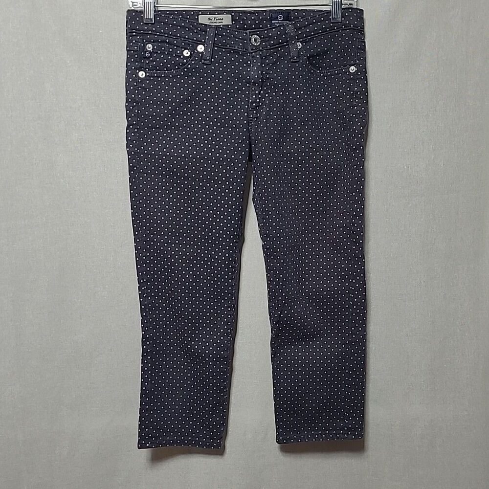ADRIANO GOLDSCHMIED AG Jeans Womens Size 27 Black Polka Dot Fiona Legging Capris